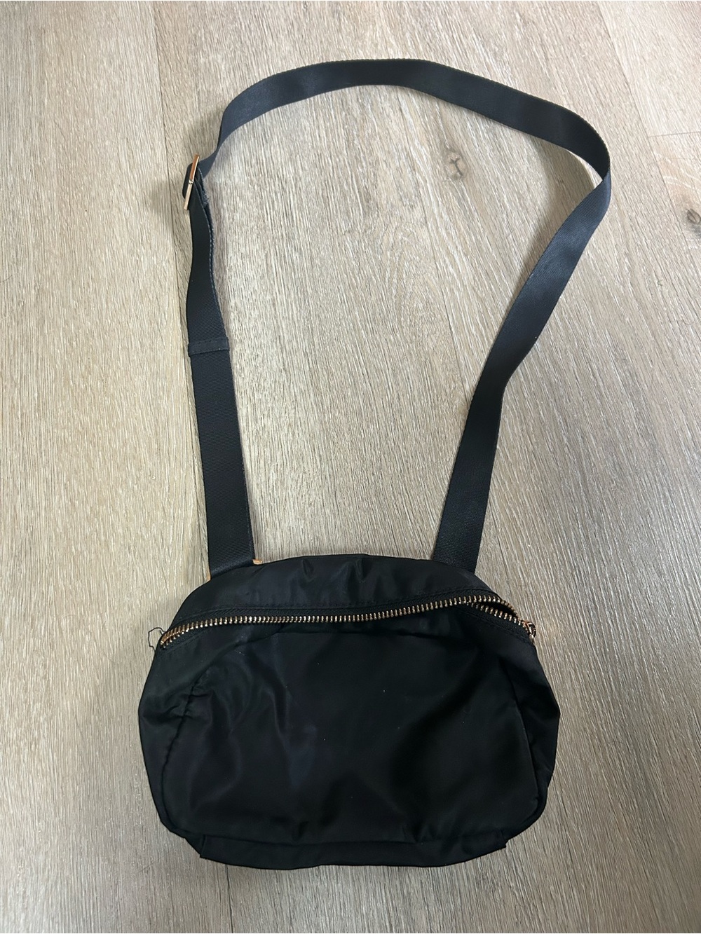 a new day Black Nylon Crossbody with Gold Hardware